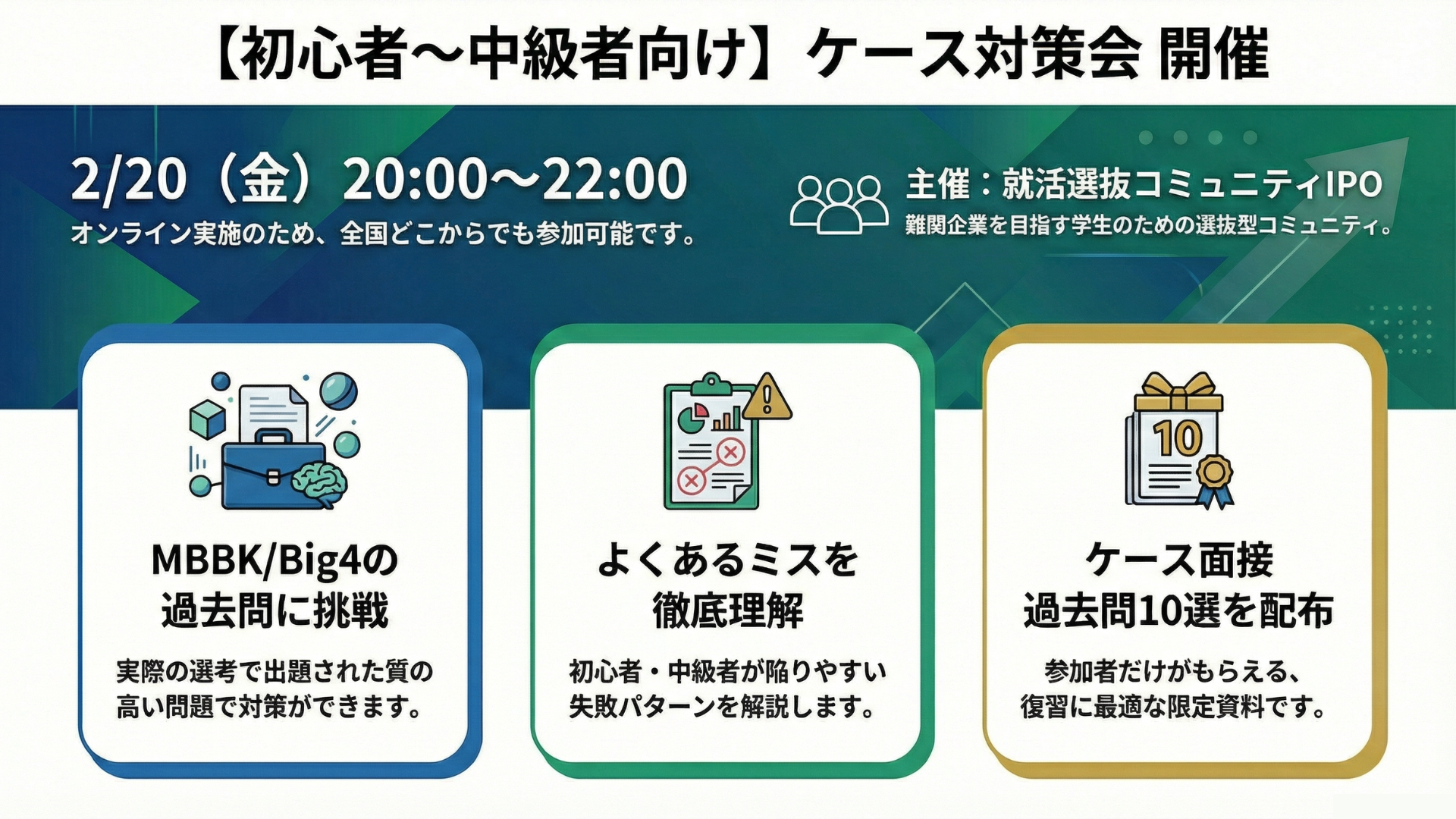 【初心者〜中級者向け】【ケースの1→10を作る|ケース対策セミナー】【参加者には、MBBK/Big4など大手ファームのケース過去問10選付き!】