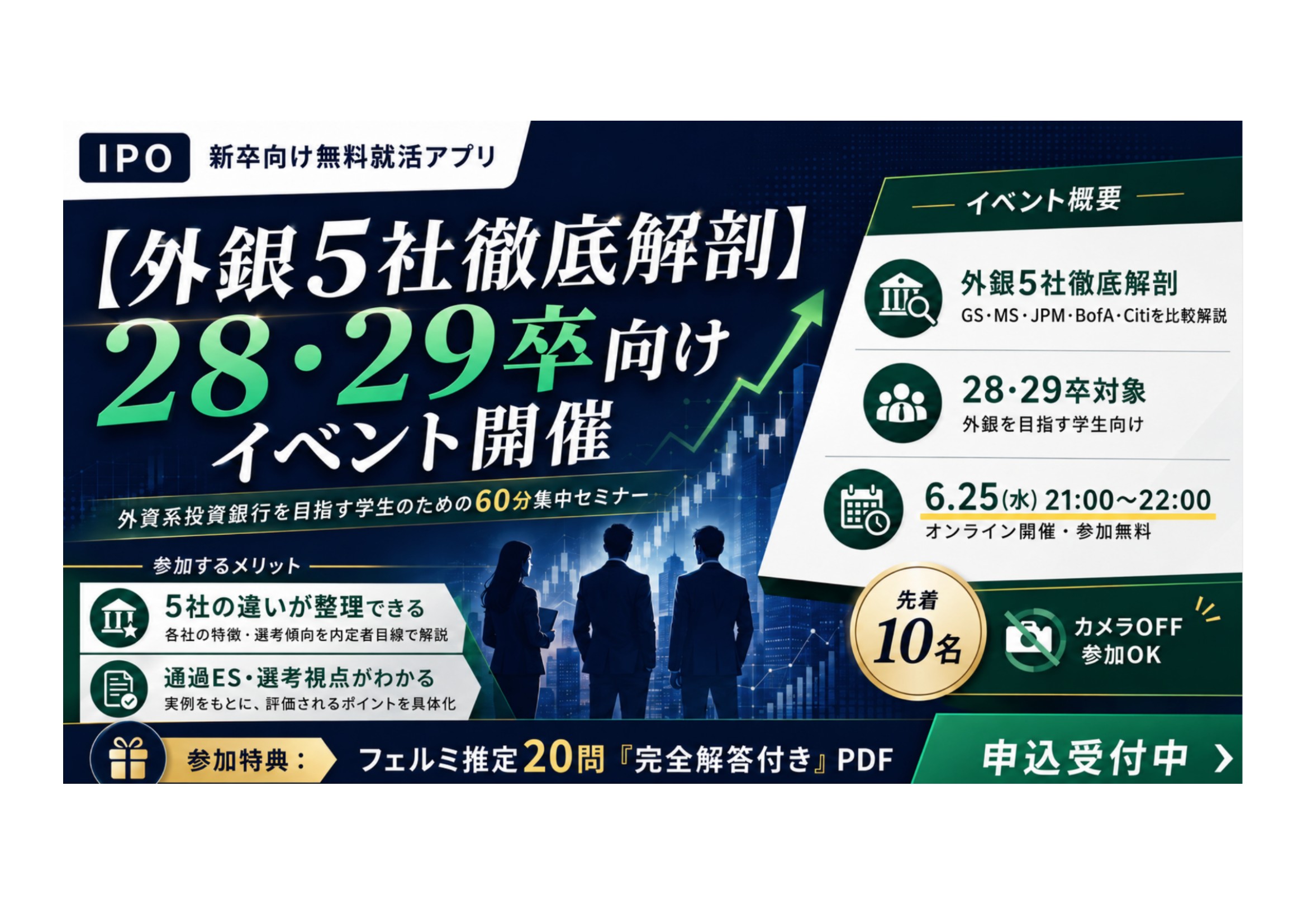【28・29卒/無料】外銀5社 徹底解剖｜GS・MS・JPM・BofA・Citiの違いを60分で解説