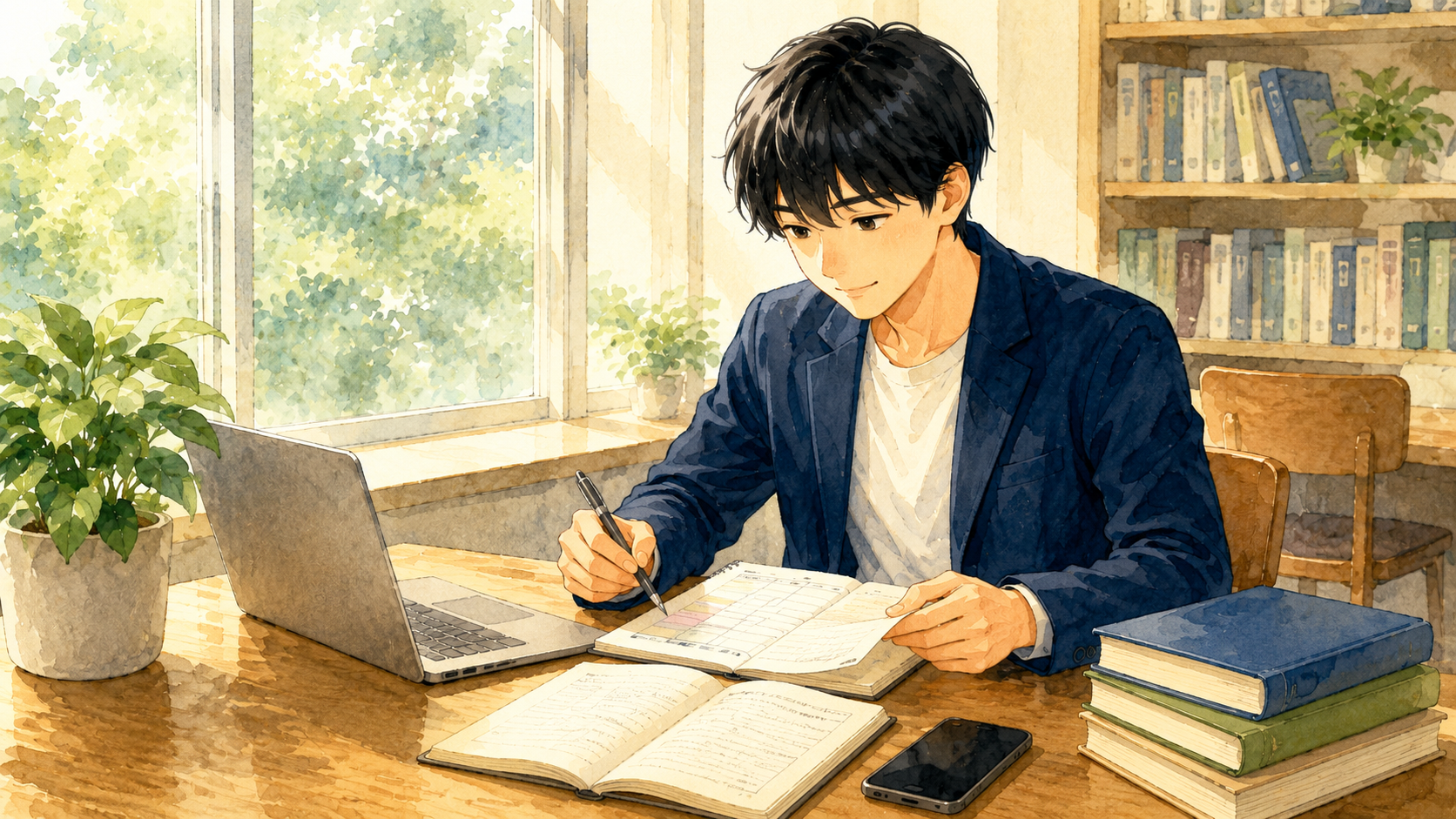 内定承諾書を確認するシーン