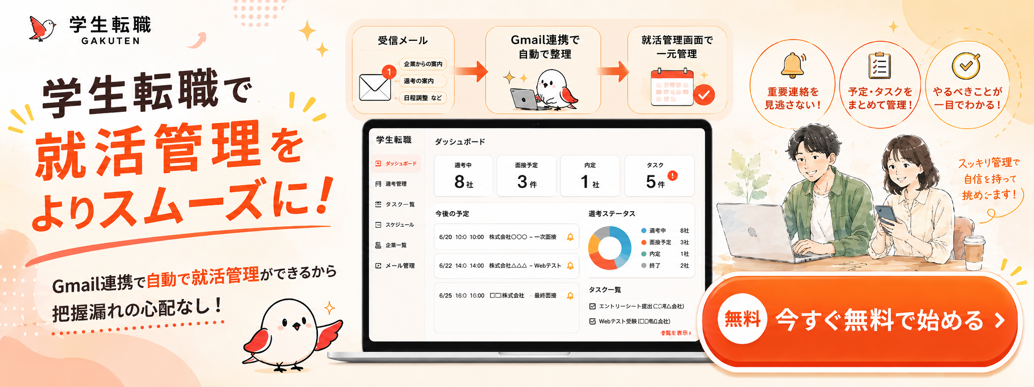 就活管理は学生転職